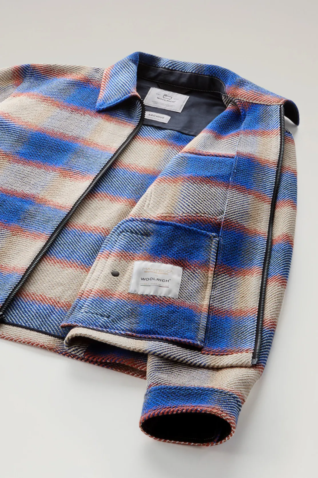 Giacche a camicia>Woolrich Giacca A Camicia Timber In Misto Cotone Riciclato Manteco Blue Check