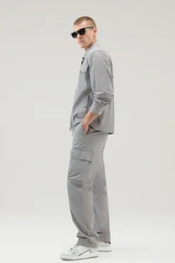 Giacche a camicia>Woolrich Giacca A Camicia Tinta In Capo In Puro Cotone Mineral Grey