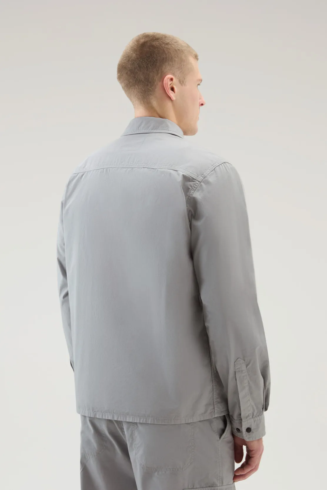 Giacche a camicia>Woolrich Giacca A Camicia Tinta In Capo In Puro Cotone Mineral Grey
