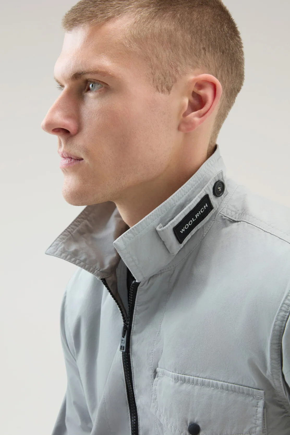 Giacche a camicia>Woolrich Giacca A Camicia Tinta In Capo In Puro Cotone Mineral Grey