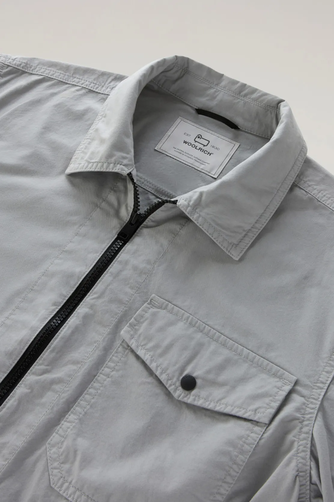 Giacche a camicia>Woolrich Giacca A Camicia Tinta In Capo In Puro Cotone Mineral Grey