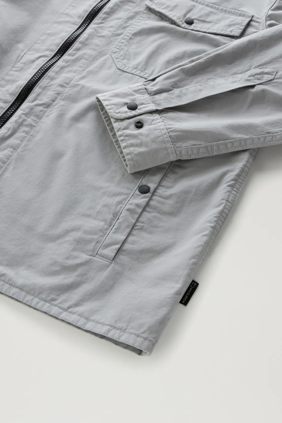 Giacche a camicia>Woolrich Giacca A Camicia Tinta In Capo In Puro Cotone Mineral Grey