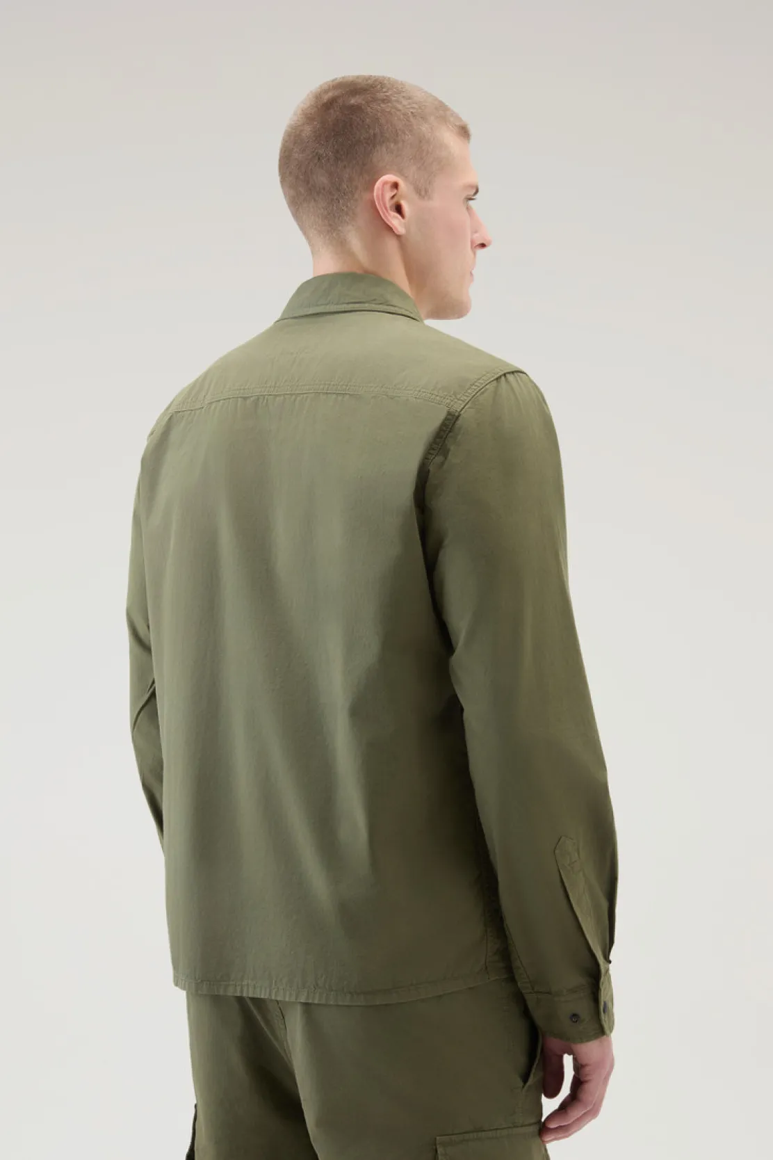 Giacche a camicia>Woolrich Giacca A Camicia Tinta In Capo In Puro Cotone Lake Olive