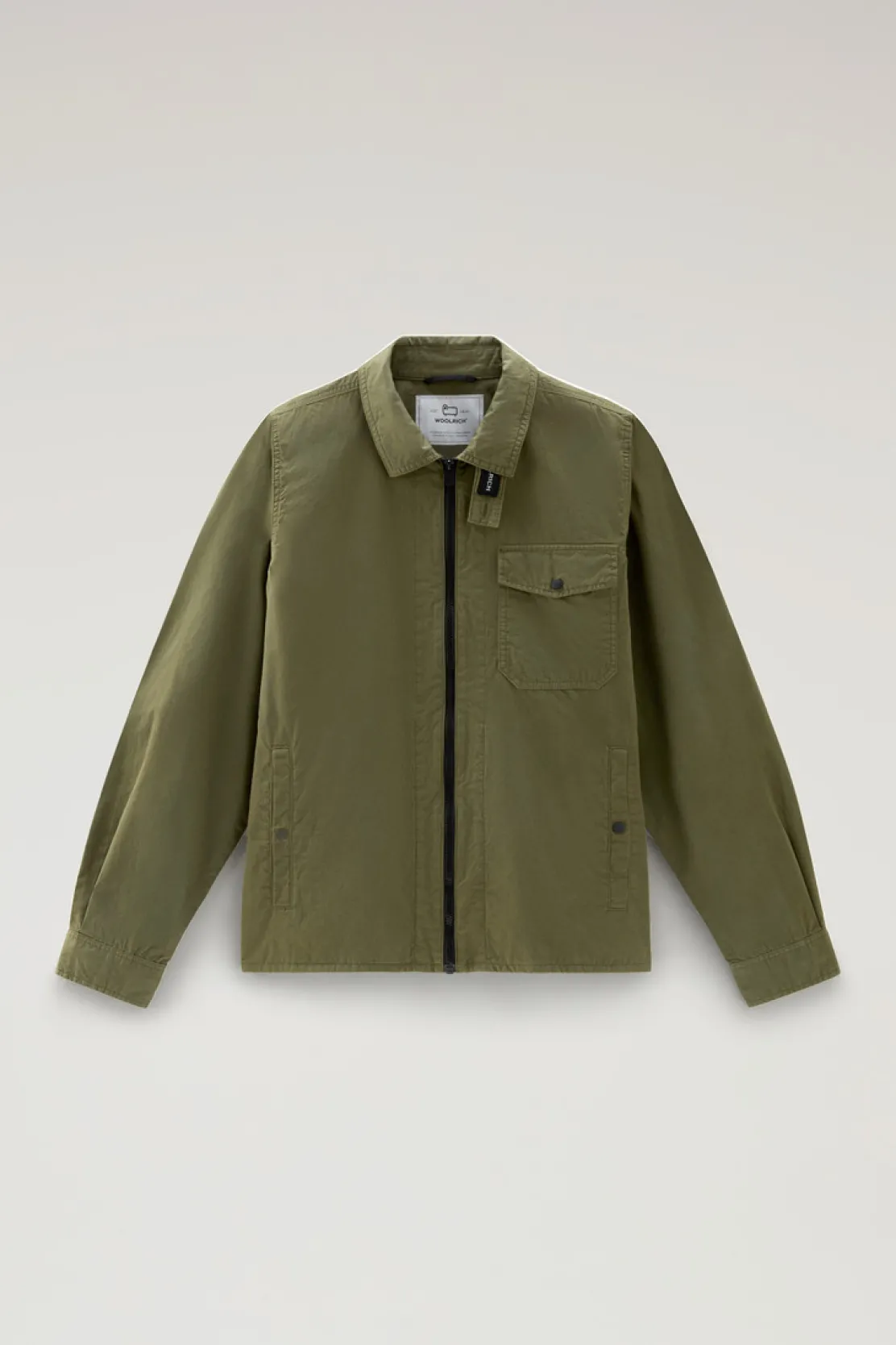 Giacche a camicia>Woolrich Giacca A Camicia Tinta In Capo In Puro Cotone Lake Olive
