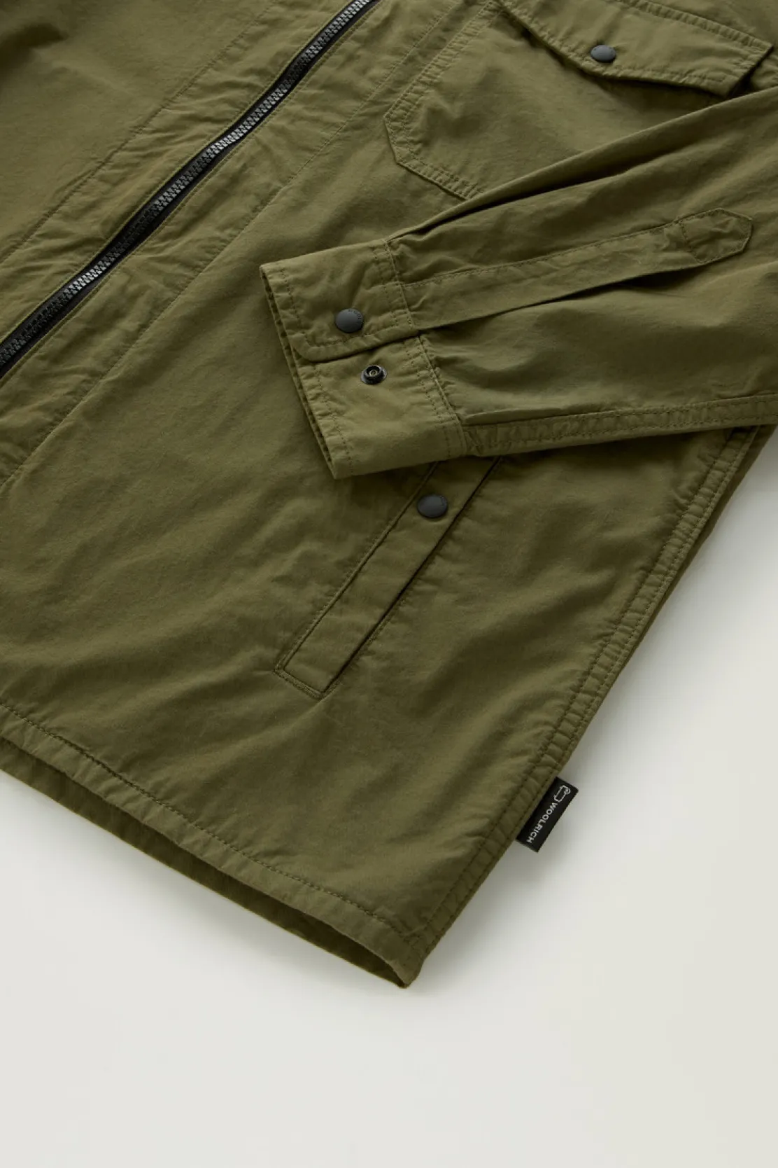 Giacche a camicia>Woolrich Giacca A Camicia Tinta In Capo In Puro Cotone Lake Olive