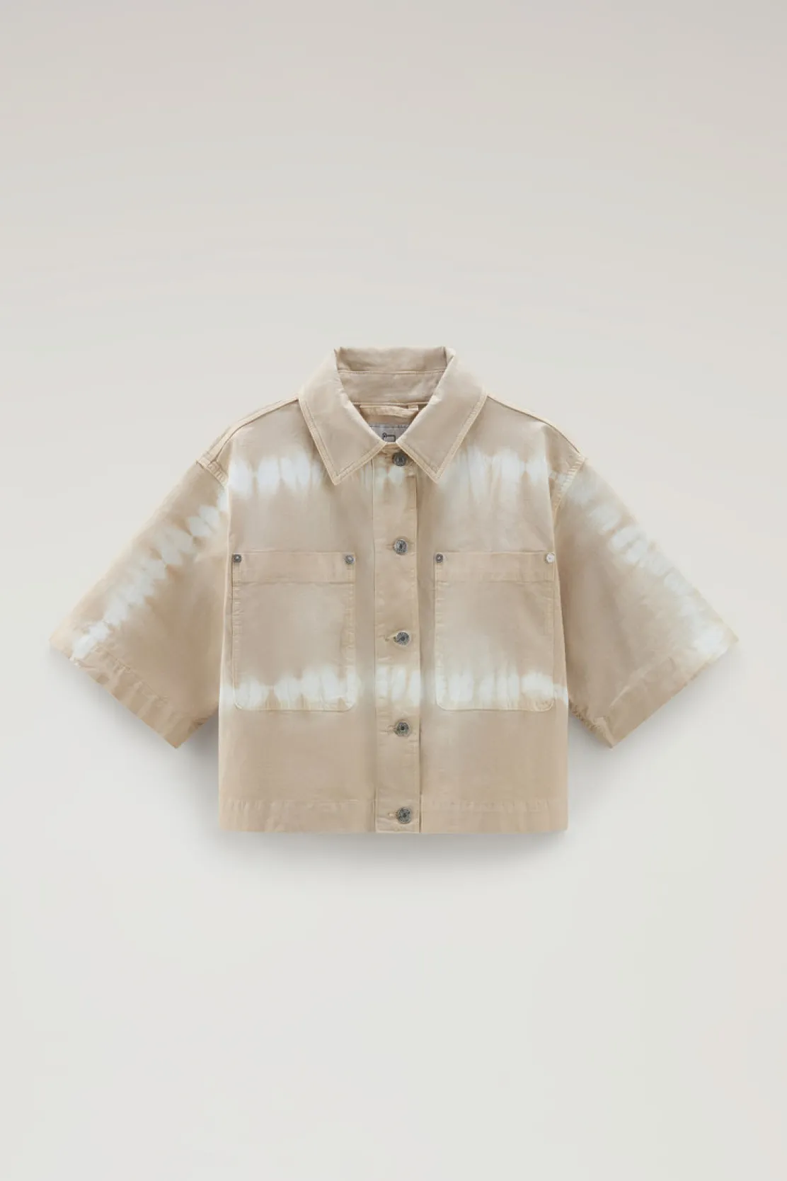 Camicie e giacche a camicia>Woolrich Giacca A Camicia Tinta In Capo In Twill Di Cotone Elasticizzato Light Oak