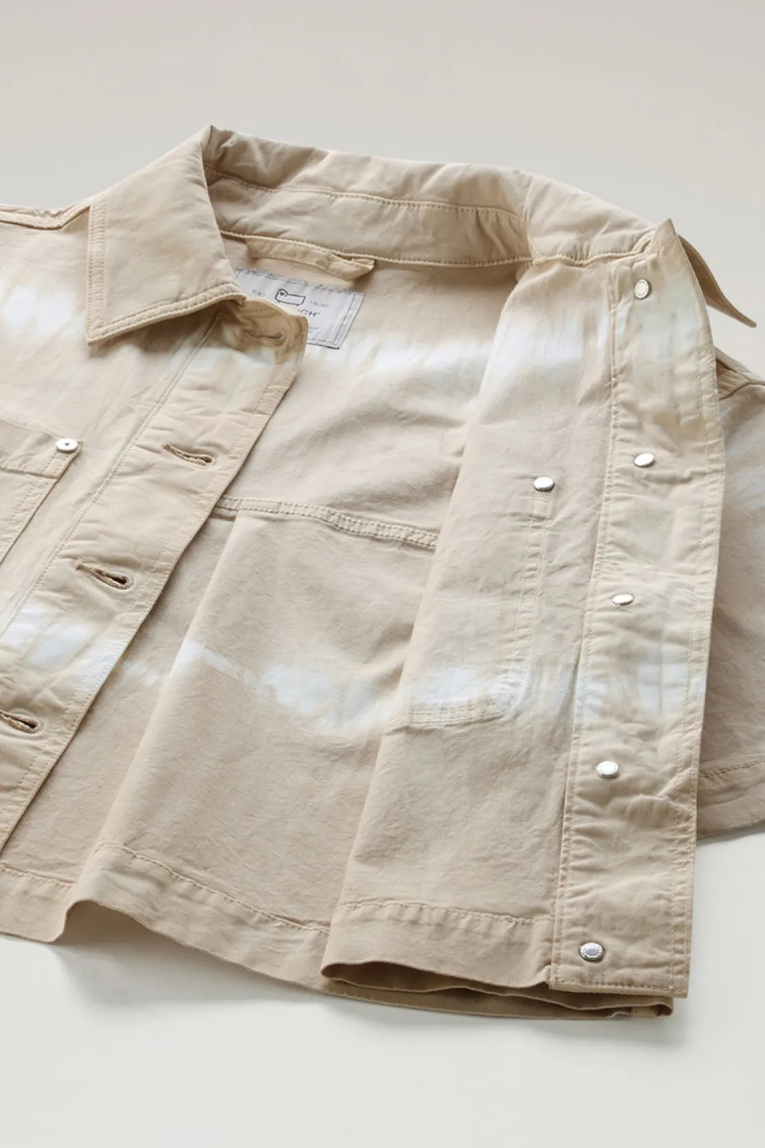 Camicie e giacche a camicia>Woolrich Giacca A Camicia Tinta In Capo In Twill Di Cotone Elasticizzato Light Oak