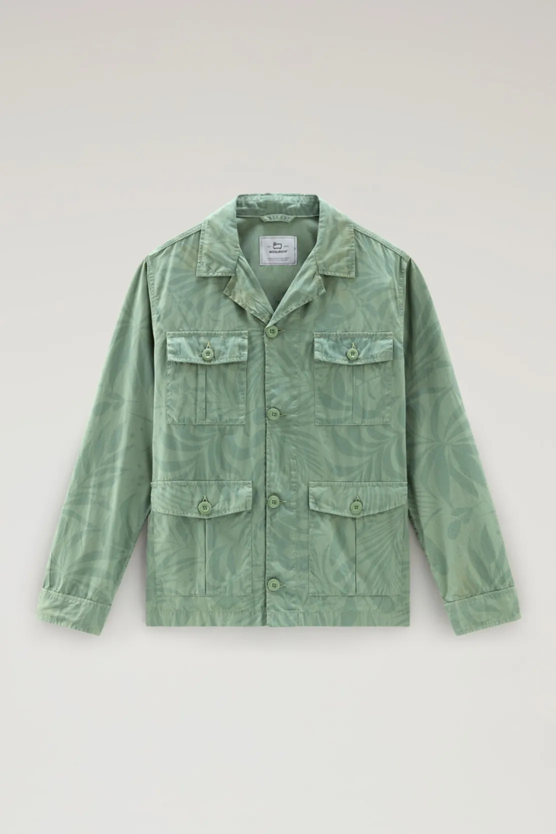 Giacche a camicia>Woolrich Giacca A Camicia Tinta In Capo In Puro Cotone Stampato Sage Flower