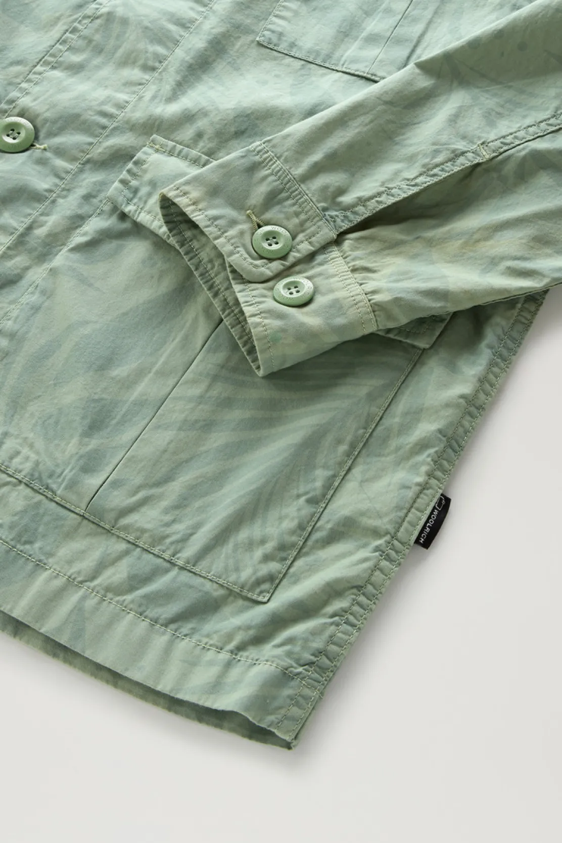 Giacche a camicia>Woolrich Giacca A Camicia Tinta In Capo In Puro Cotone Stampato Sage Flower