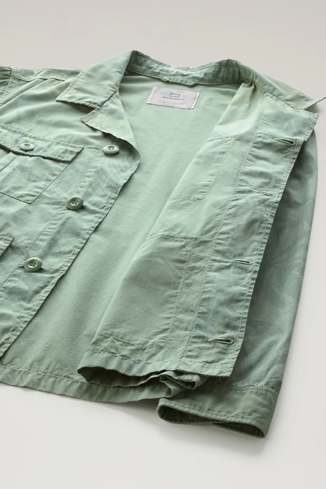 Giacche a camicia>Woolrich Giacca A Camicia Tinta In Capo In Puro Cotone Stampato Sage Flower