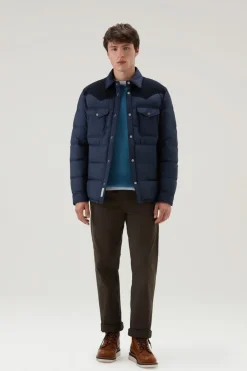 Giacche a camicia|Piumini>Woolrich Giacca A Camicia Western Trapuntata Melton Blue