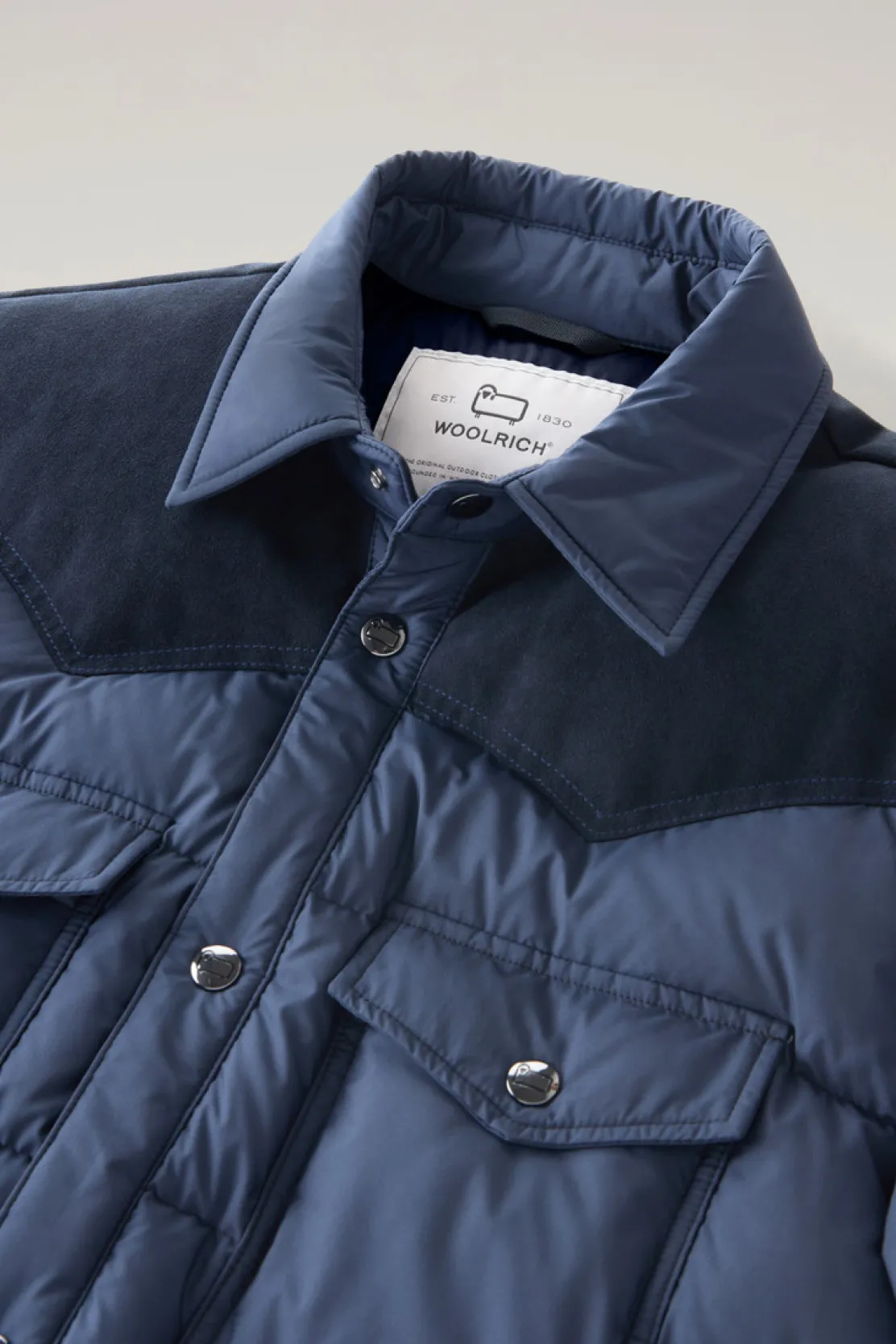 Giacche a camicia|Piumini>Woolrich Giacca A Camicia Western Trapuntata Melton Blue