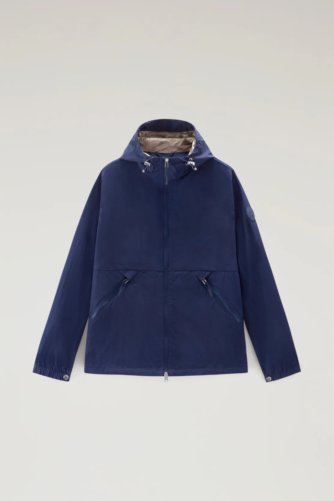 Giacche>Woolrich Giacca A Vento In Nylon Crinkle Con Cappuccio Maritime Blue