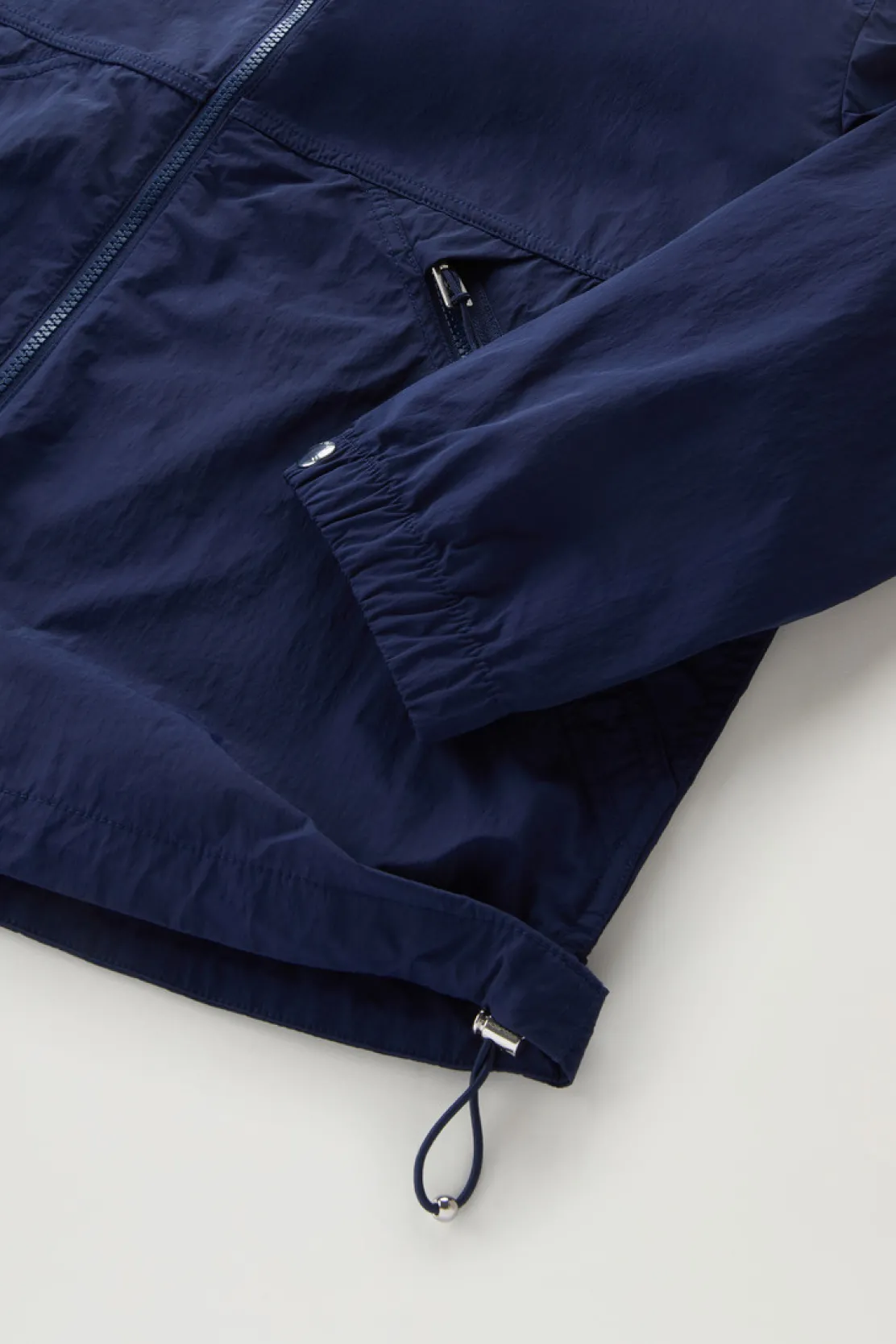 Giacche>Woolrich Giacca A Vento In Nylon Crinkle Con Cappuccio Maritime Blue