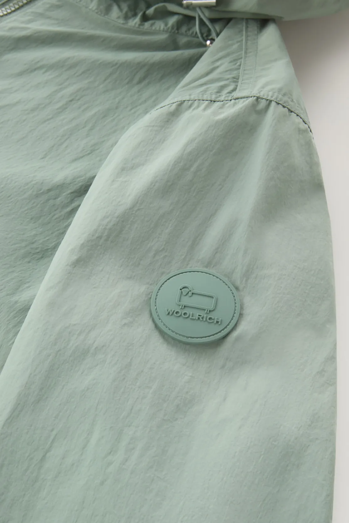 Giacche>Woolrich Giacca A Vento In Nylon Crinkle Con Cappuccio Sage