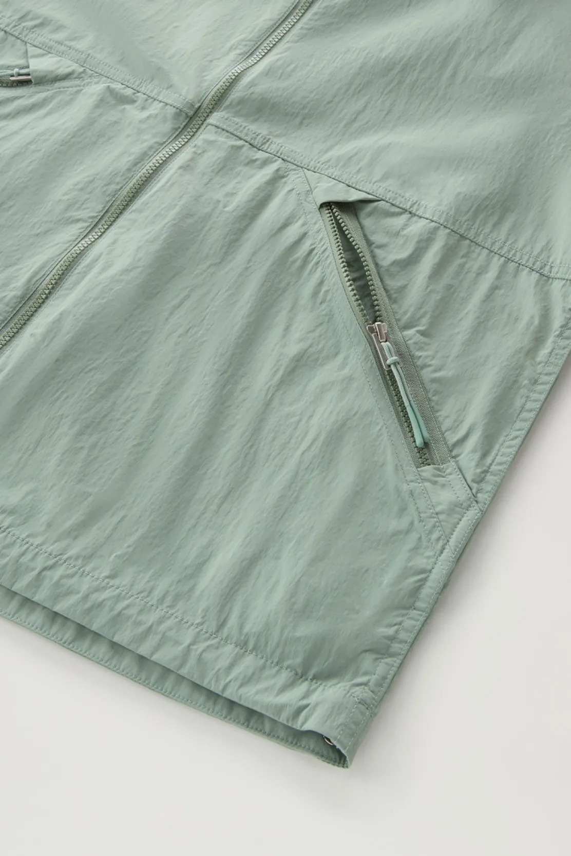 Giacche>Woolrich Giacca A Vento In Nylon Crinkle Con Cappuccio Sage
