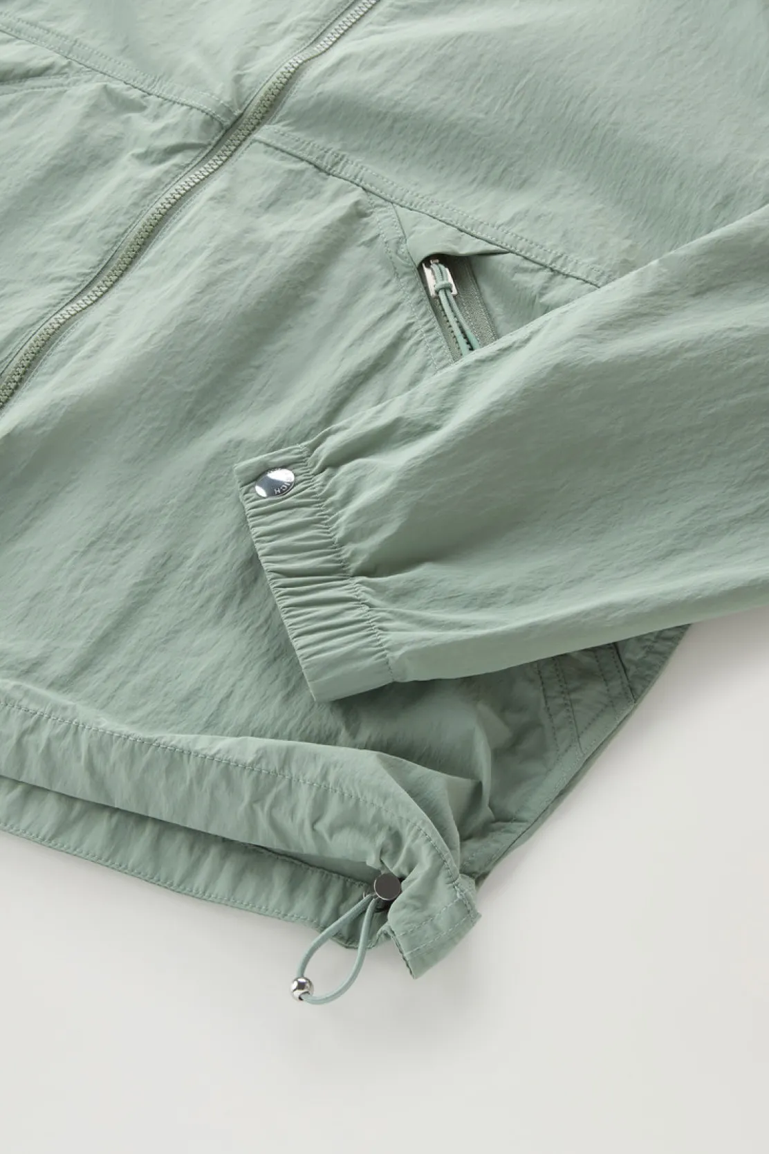 Giacche>Woolrich Giacca A Vento In Nylon Crinkle Con Cappuccio Sage