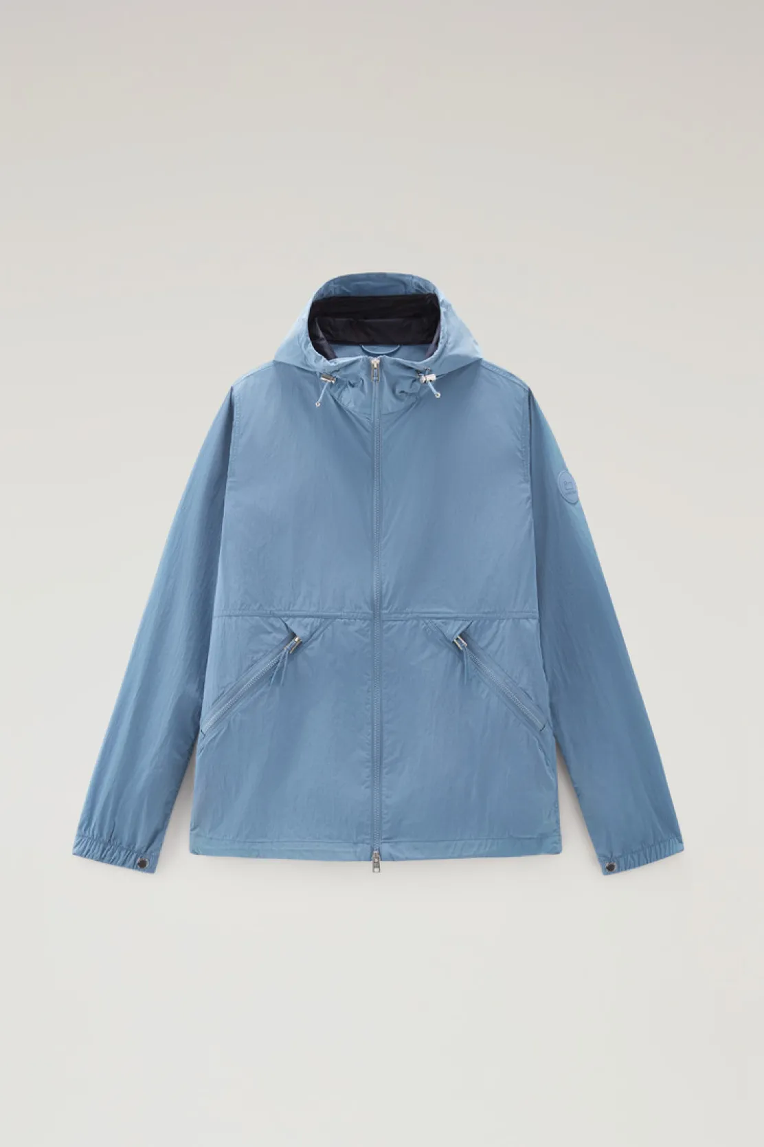 Giacche>Woolrich Giacca A Vento In Nylon Crinkle Con Cappuccio Pastel Indigo