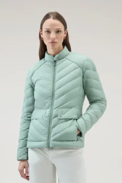 Piumini leggeri>Woolrich Giacca Corta Imbottita Con Trapuntatura Chevron Sage