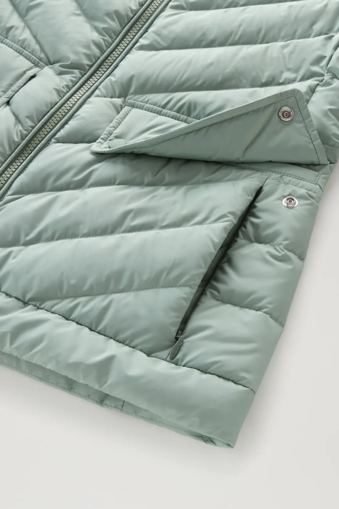 Piumini leggeri>Woolrich Giacca Corta Imbottita Con Trapuntatura Chevron Sage