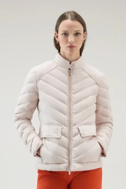 Piumini leggeri>Woolrich Giacca Corta Imbottita Con Trapuntatura Chevron Light Oak