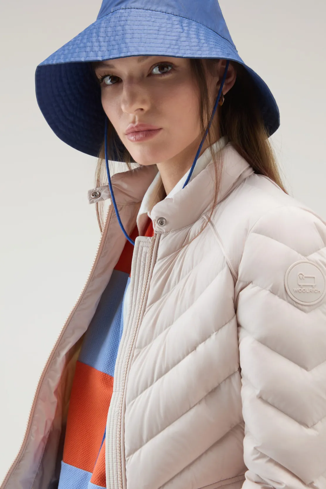Piumini leggeri>Woolrich Giacca Corta Imbottita Con Trapuntatura Chevron Light Oak