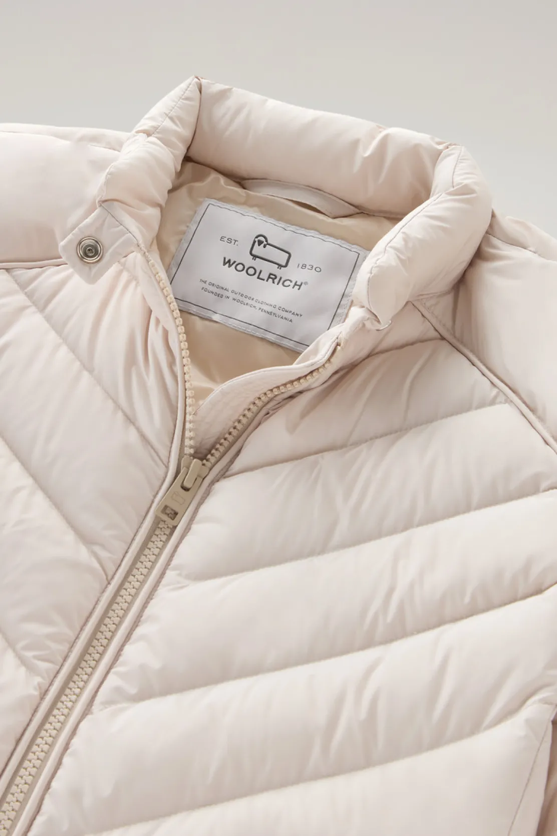 Piumini leggeri>Woolrich Giacca Corta Imbottita Con Trapuntatura Chevron Light Oak