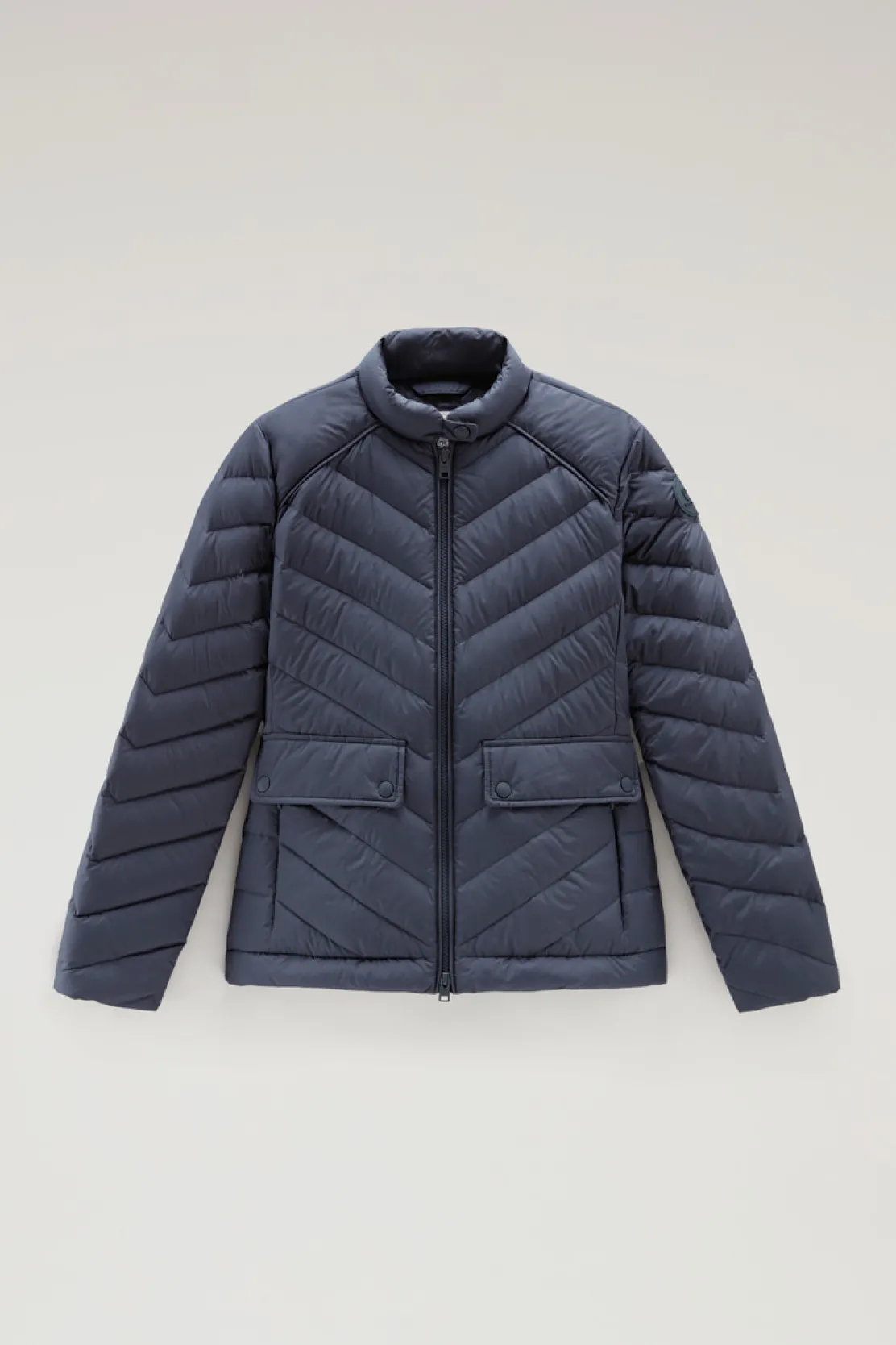 Piumini leggeri>Woolrich Giacca Corta Imbottita Con Trapuntatura Chevron Melton Blue