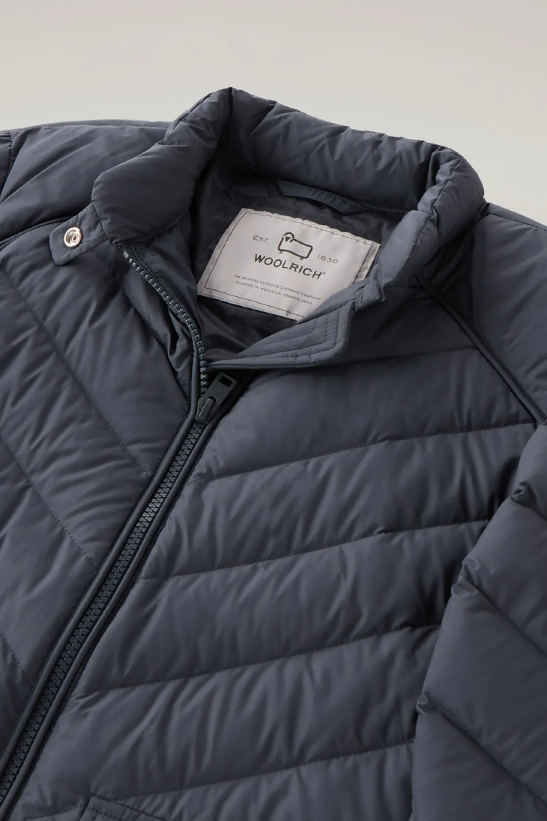 Piumini leggeri>Woolrich Giacca Corta Imbottita Con Trapuntatura Chevron Melton Blue