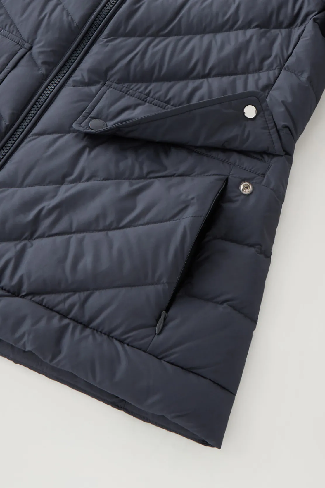 Piumini leggeri>Woolrich Giacca Corta Imbottita Con Trapuntatura Chevron Melton Blue