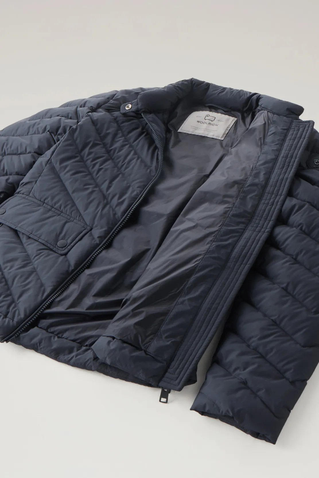 Piumini leggeri>Woolrich Giacca Corta Imbottita Con Trapuntatura Chevron Melton Blue