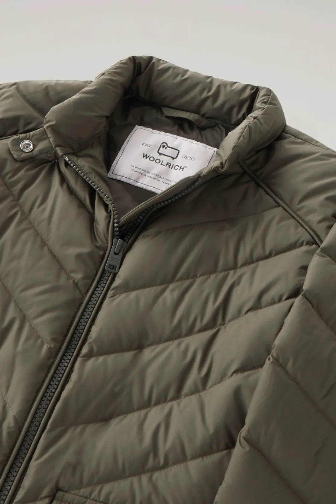 Piumini leggeri>Woolrich Giacca Corta Imbottita Con Trapuntatura Chevron Dark Green
