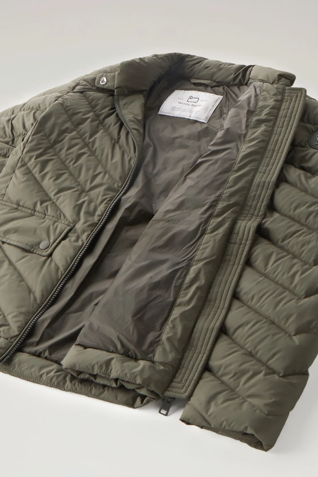 Piumini leggeri>Woolrich Giacca Corta Imbottita Con Trapuntatura Chevron Dark Green