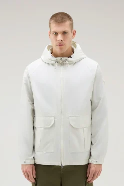 Giacche>Woolrich Giacca Cruiser In Ramar Cloth Con Cappuccio Stone