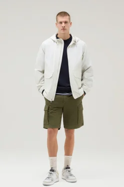 Giacche>Woolrich Giacca Cruiser In Ramar Cloth Con Cappuccio Stone