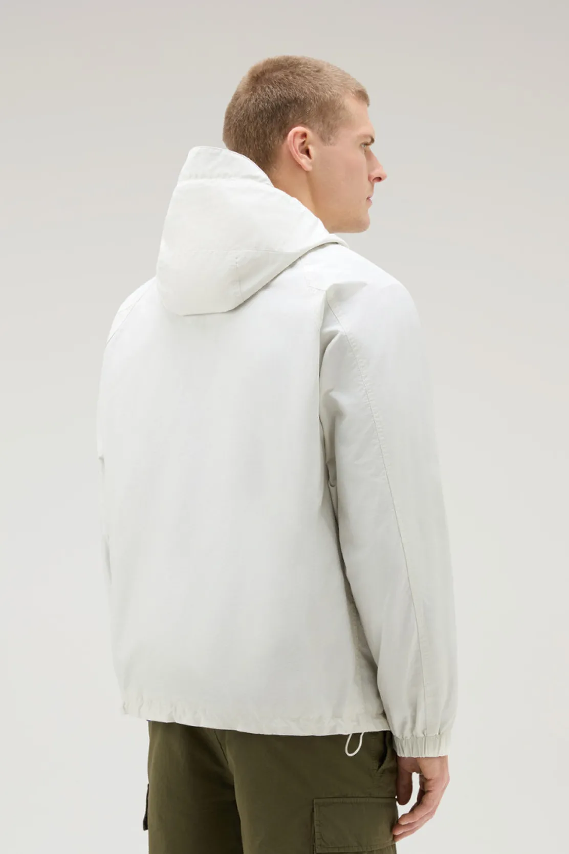 Giacche>Woolrich Giacca Cruiser In Ramar Cloth Con Cappuccio Stone