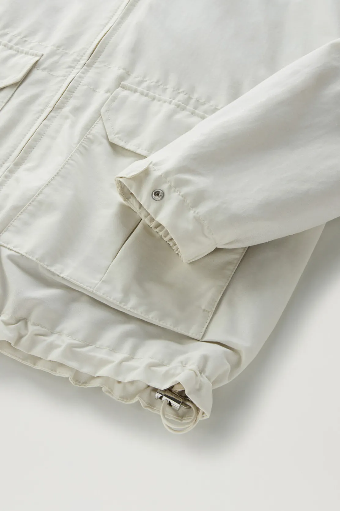 Giacche>Woolrich Giacca Cruiser In Ramar Cloth Con Cappuccio Stone