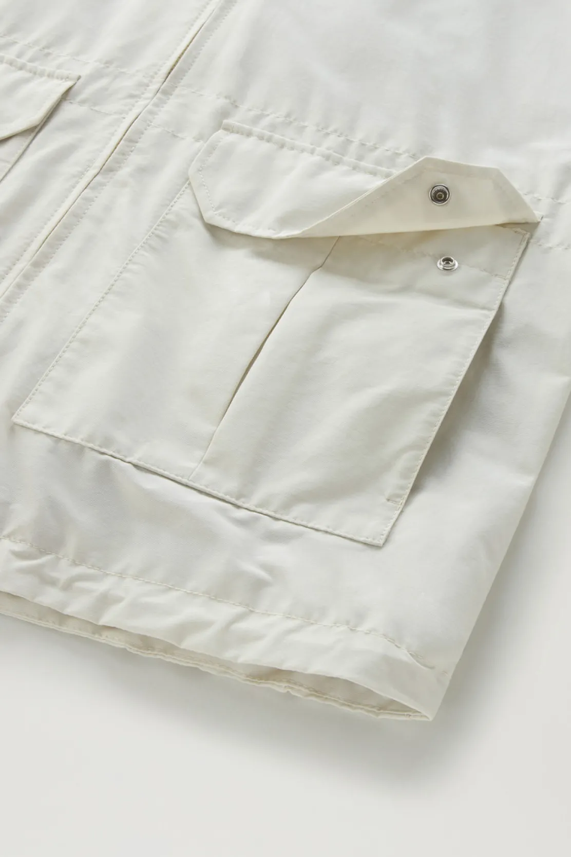 Giacche>Woolrich Giacca Cruiser In Ramar Cloth Con Cappuccio Stone