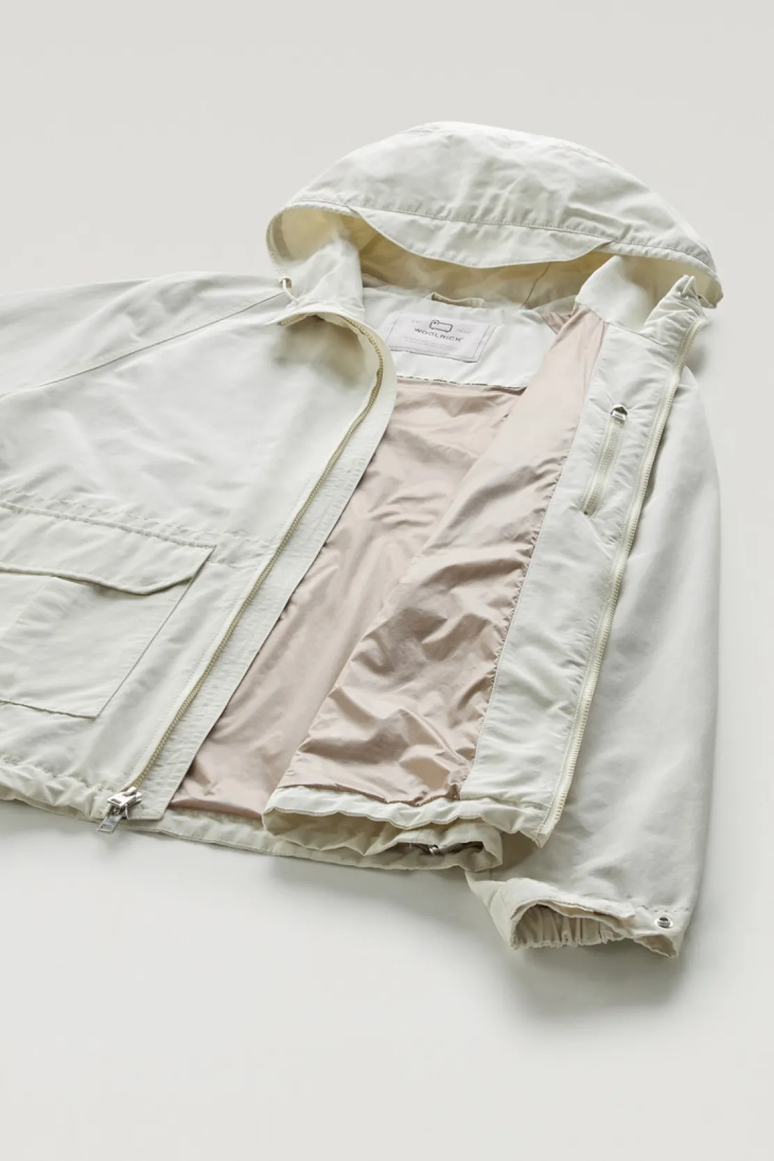 Giacche>Woolrich Giacca Cruiser In Ramar Cloth Con Cappuccio Stone