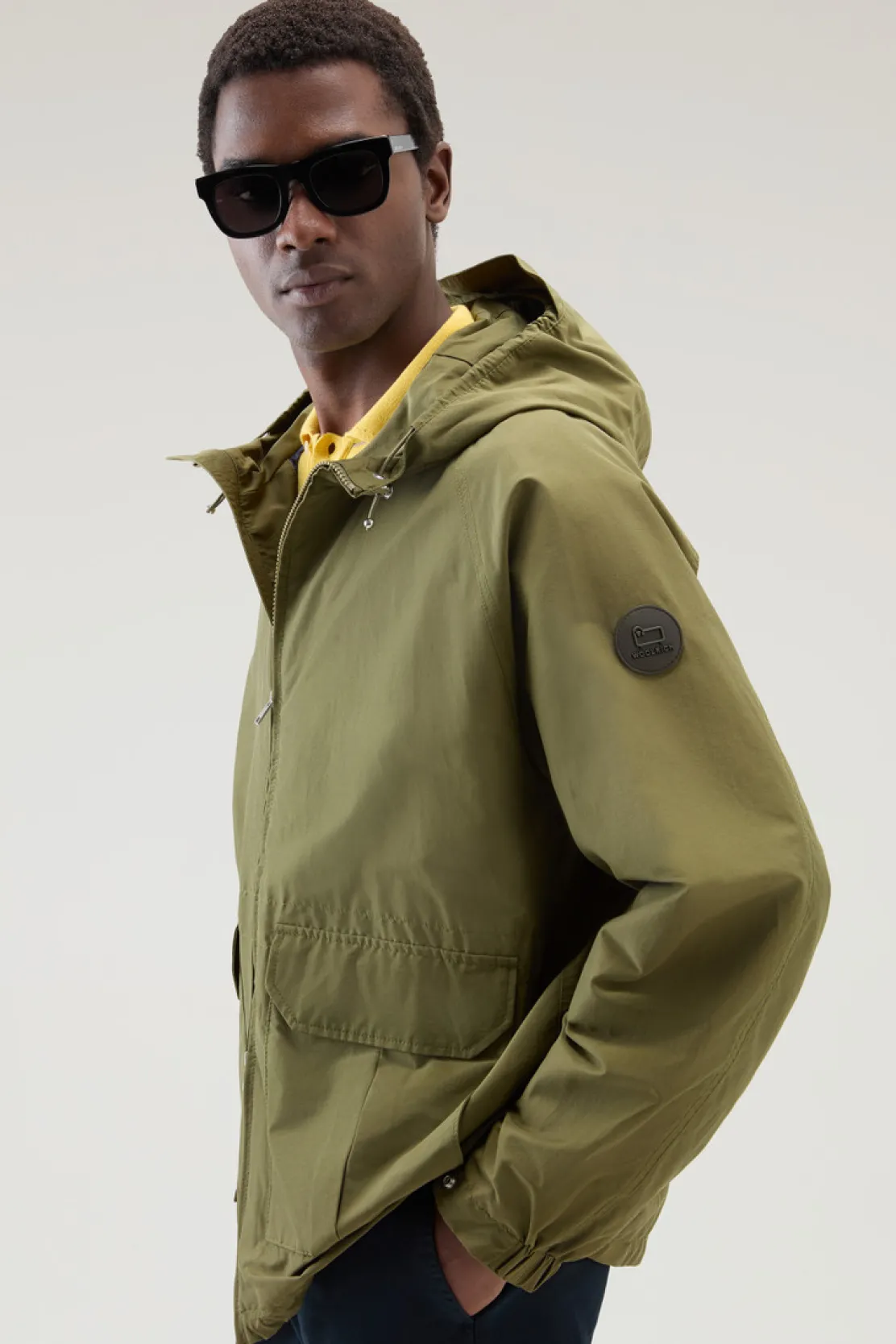 Giacche>Woolrich Giacca Cruiser In Ramar Cloth Con Cappuccio Lake Olive