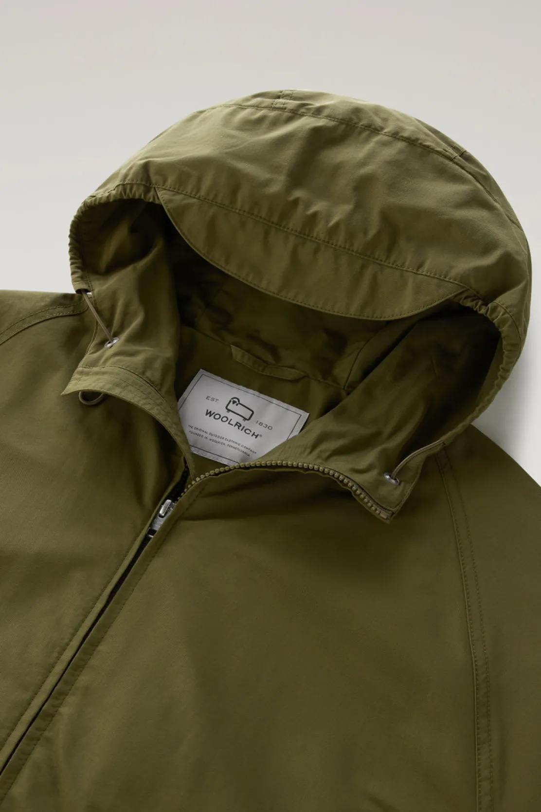 Giacche>Woolrich Giacca Cruiser In Ramar Cloth Con Cappuccio Lake Olive