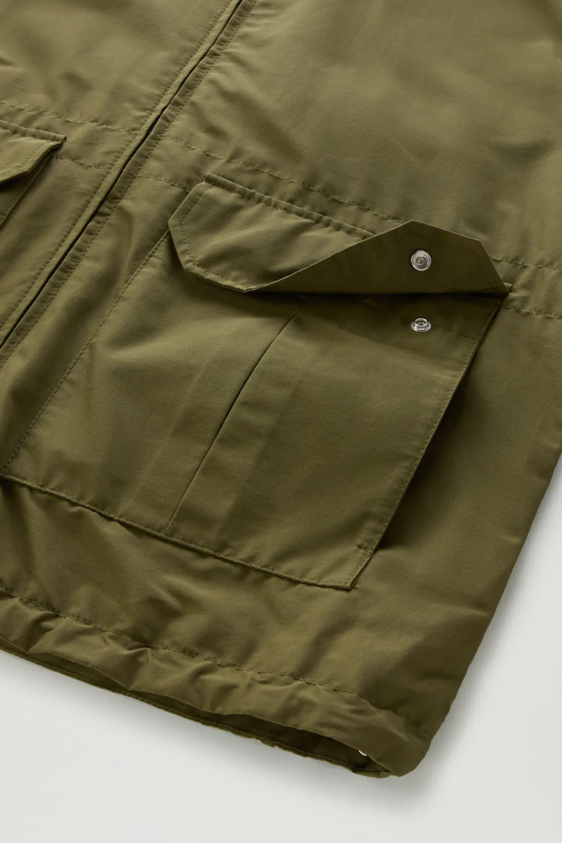 Giacche>Woolrich Giacca Cruiser In Ramar Cloth Con Cappuccio Lake Olive