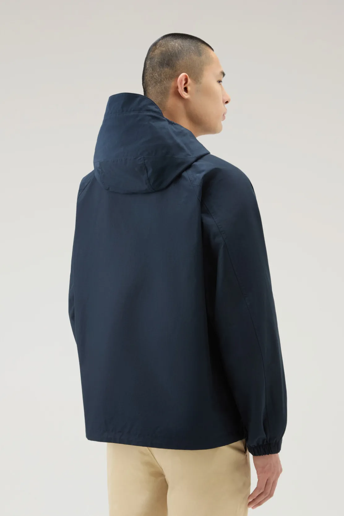 Giacche>Woolrich Giacca Cruiser In Ramar Cloth Con Cappuccio Melton Blue