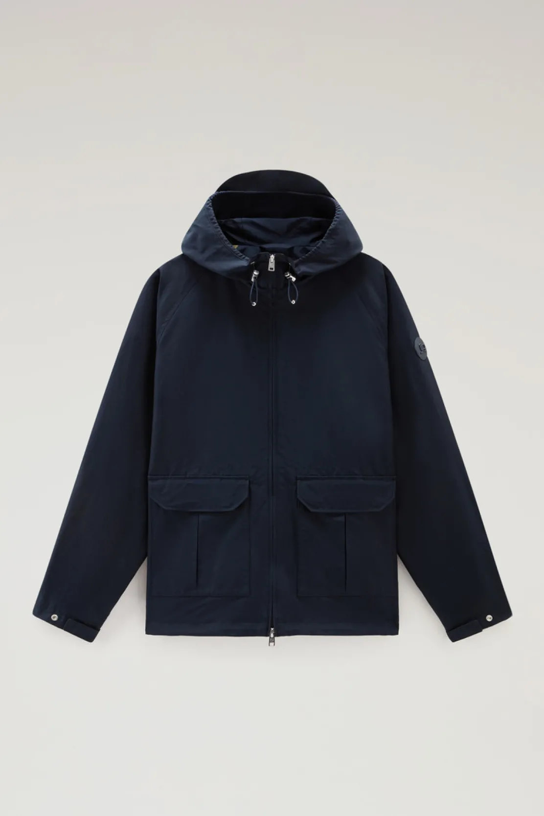 Giacche>Woolrich Giacca Cruiser In Ramar Cloth Con Cappuccio Melton Blue