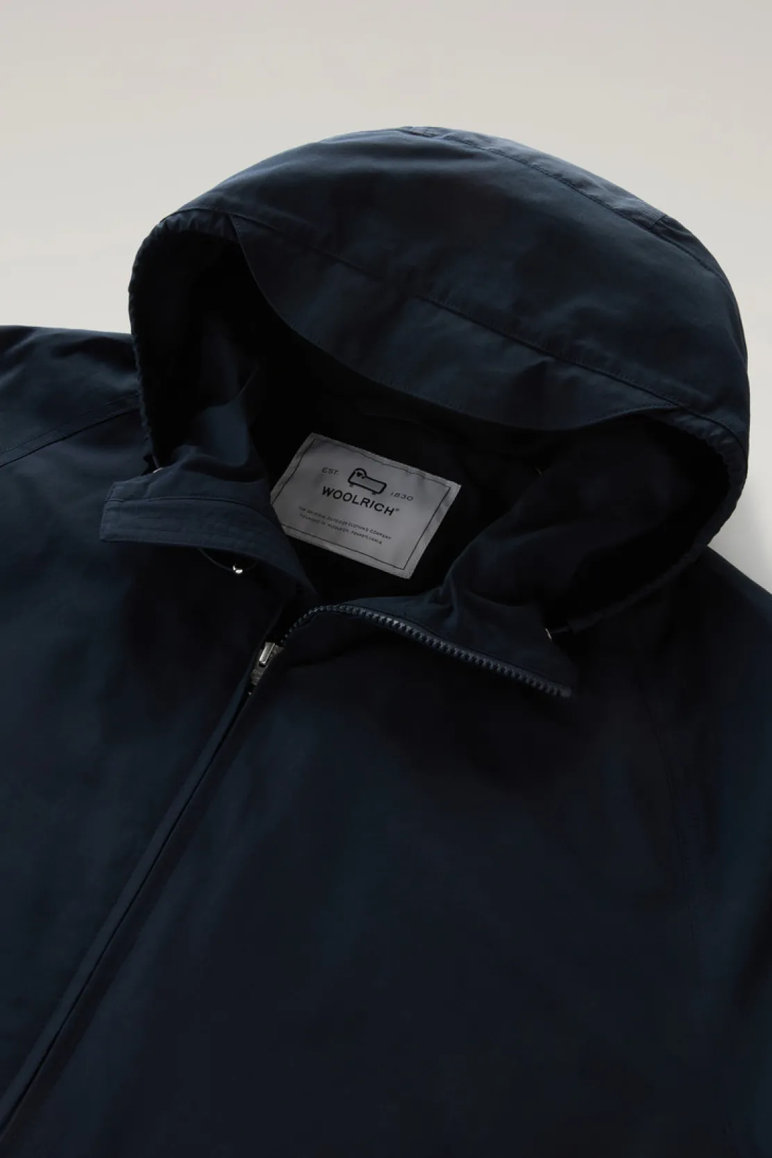 Giacche>Woolrich Giacca Cruiser In Ramar Cloth Con Cappuccio Melton Blue
