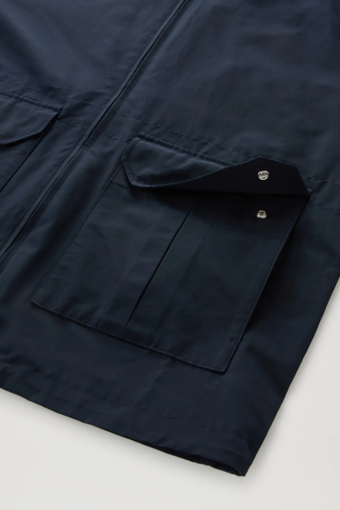 Giacche>Woolrich Giacca Cruiser In Ramar Cloth Con Cappuccio Melton Blue