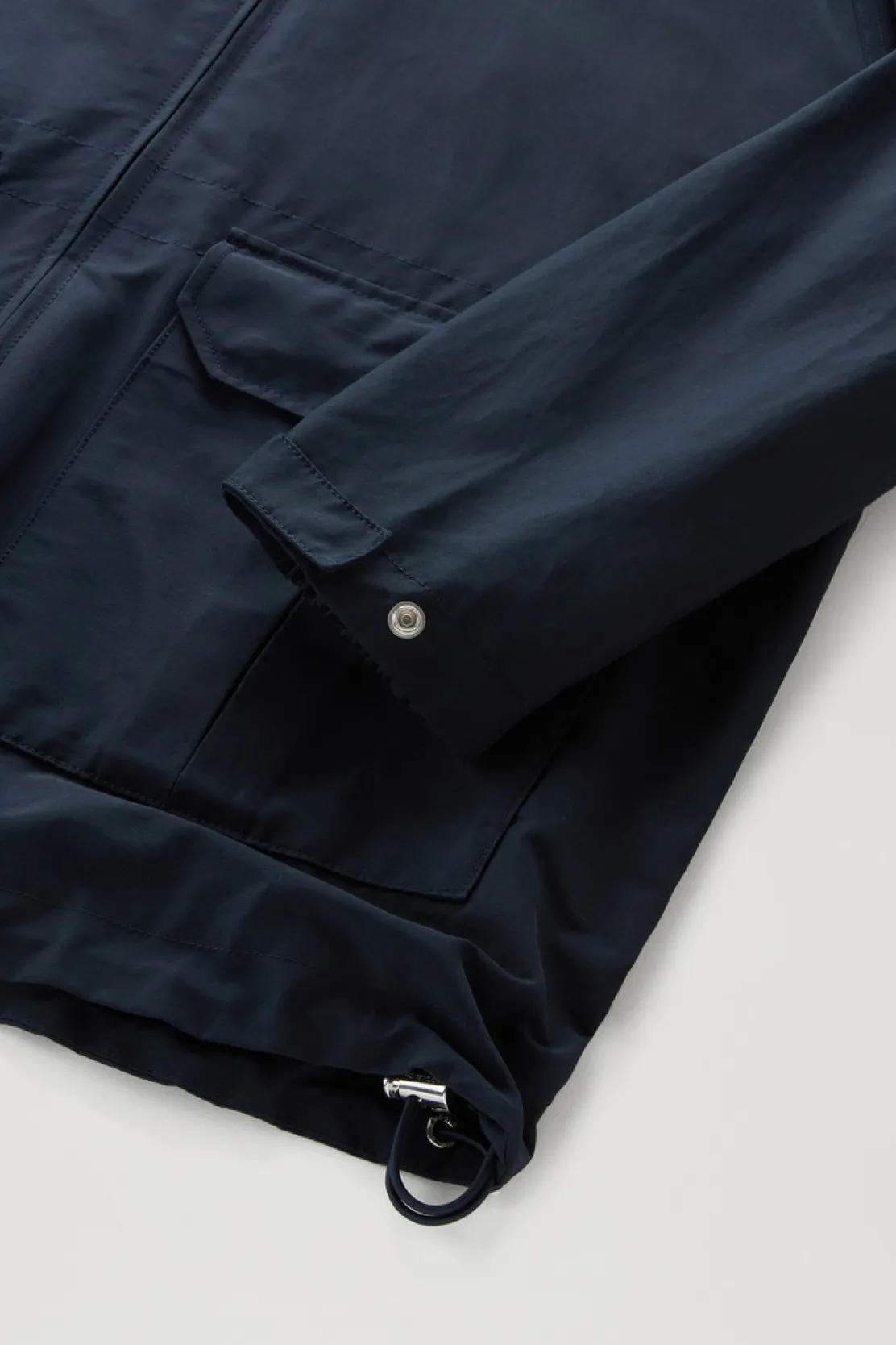 Giacche>Woolrich Giacca Cruiser In Ramar Cloth Con Cappuccio Melton Blue