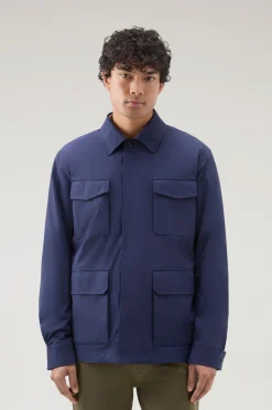 Giacche>Woolrich Giacca Field In Nylon Elasticizzato Con Finitura Opaca Maritime Blue