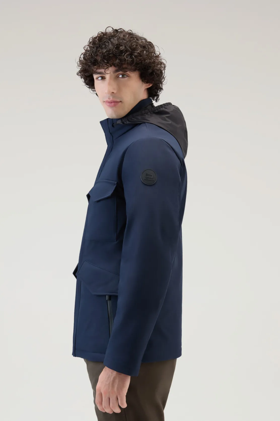Impermeabili|Giacche>Woolrich Giacca Field In Tech Softshell Melton Blue