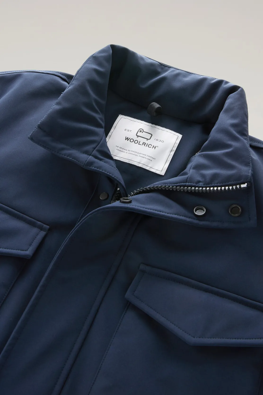 Impermeabili|Giacche>Woolrich Giacca Field In Tech Softshell Melton Blue